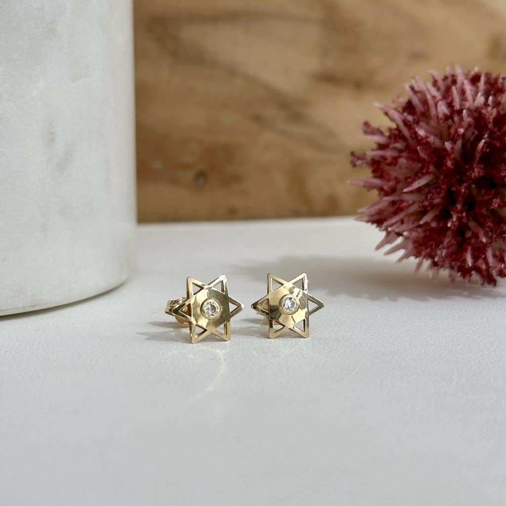 Ohrschmuck, Ohrstecker aus Gold, Davidsterne Ohrstecker aus Gold Juwelier Brandstetter Wien