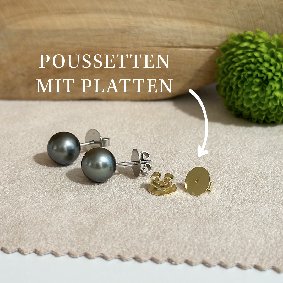 Ohrringe Verschluss verloren Ohrstecker mit Poussette mit Platten Gold und Weißgold Platin Juwelier Brandstetter Wien